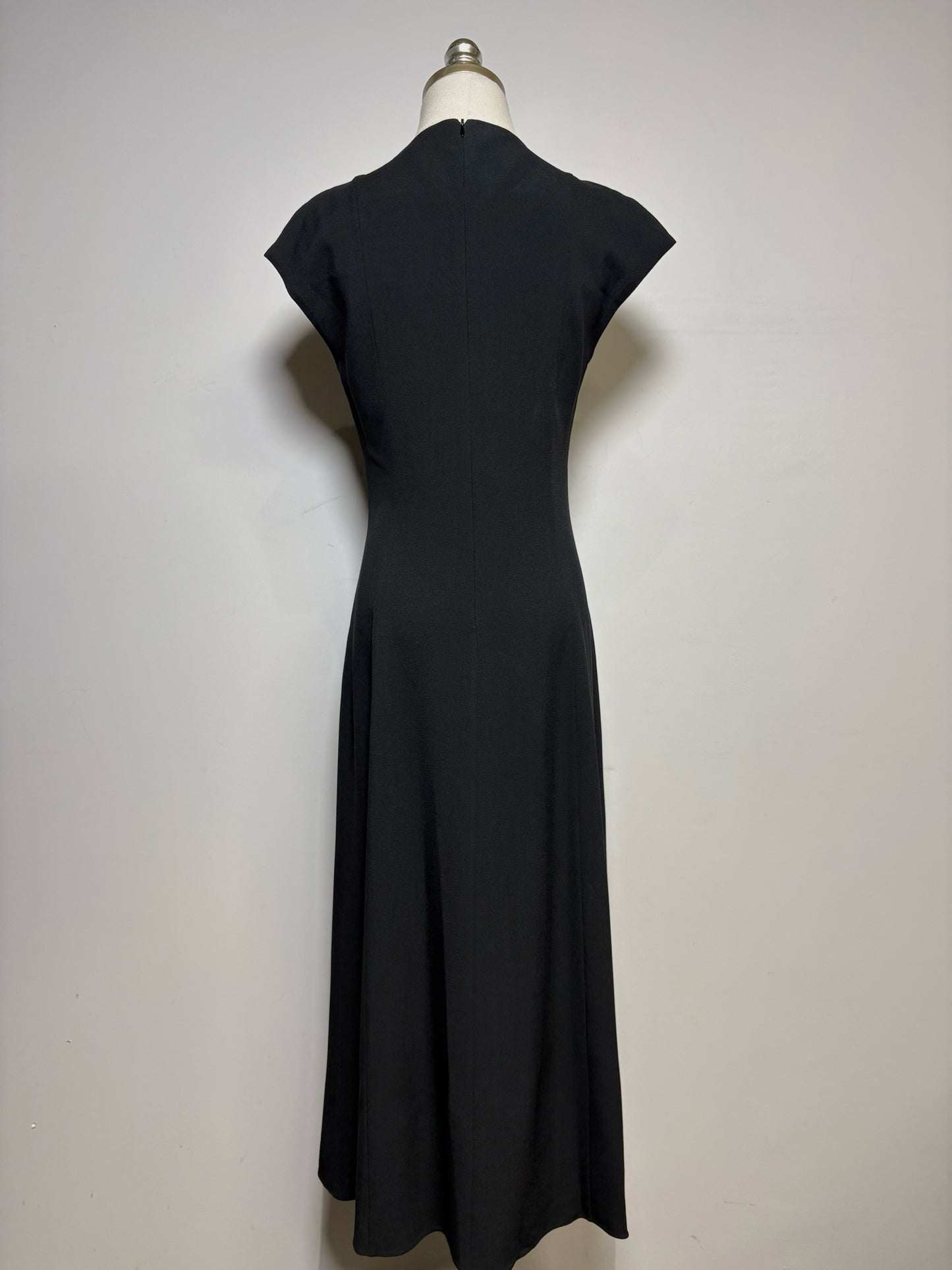 Women Size 2 The Row Black Crepe Asymmetric Hem Pre-owned Midi Dress