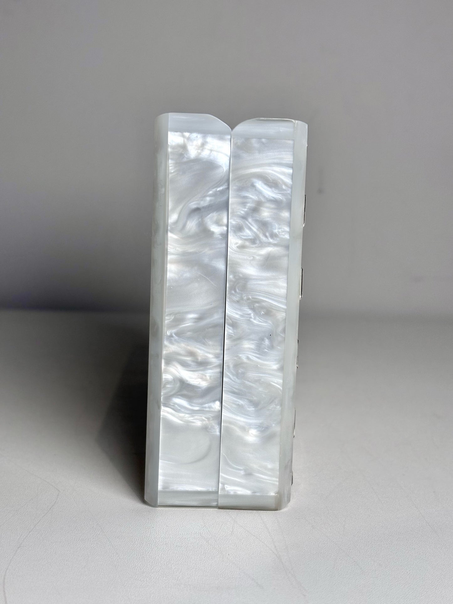 Asha Pearlescent Hardshell Crystal Embel  Pre-owned, NWT White Small Purse