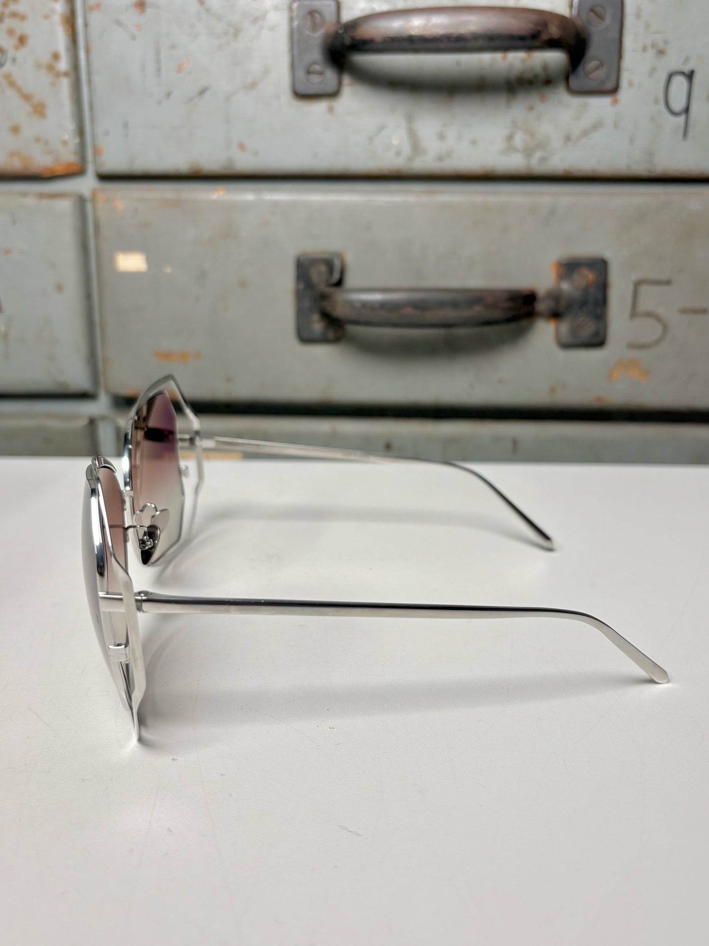 18k White Gold-Plated Linda Farrow White Gold Sunglasses