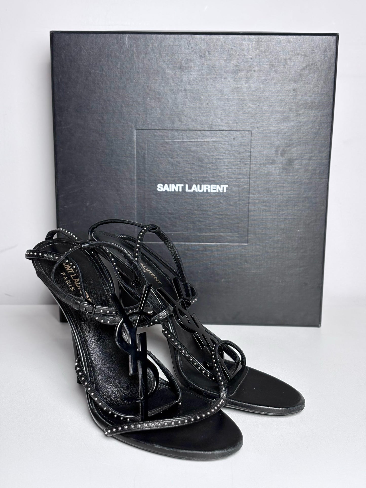 W Shoe Size 41 (10 - 10.5) Yves Saint Laurent Black Leather Calfskin Heels