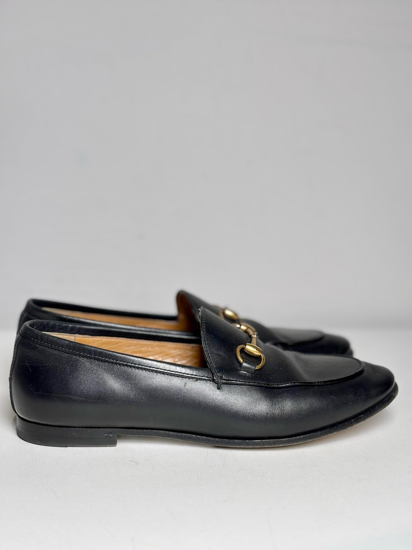 W Shoe Size 36 (5.5/6 US) Gucci Jordaan Black Leather Pre-owned Loafers