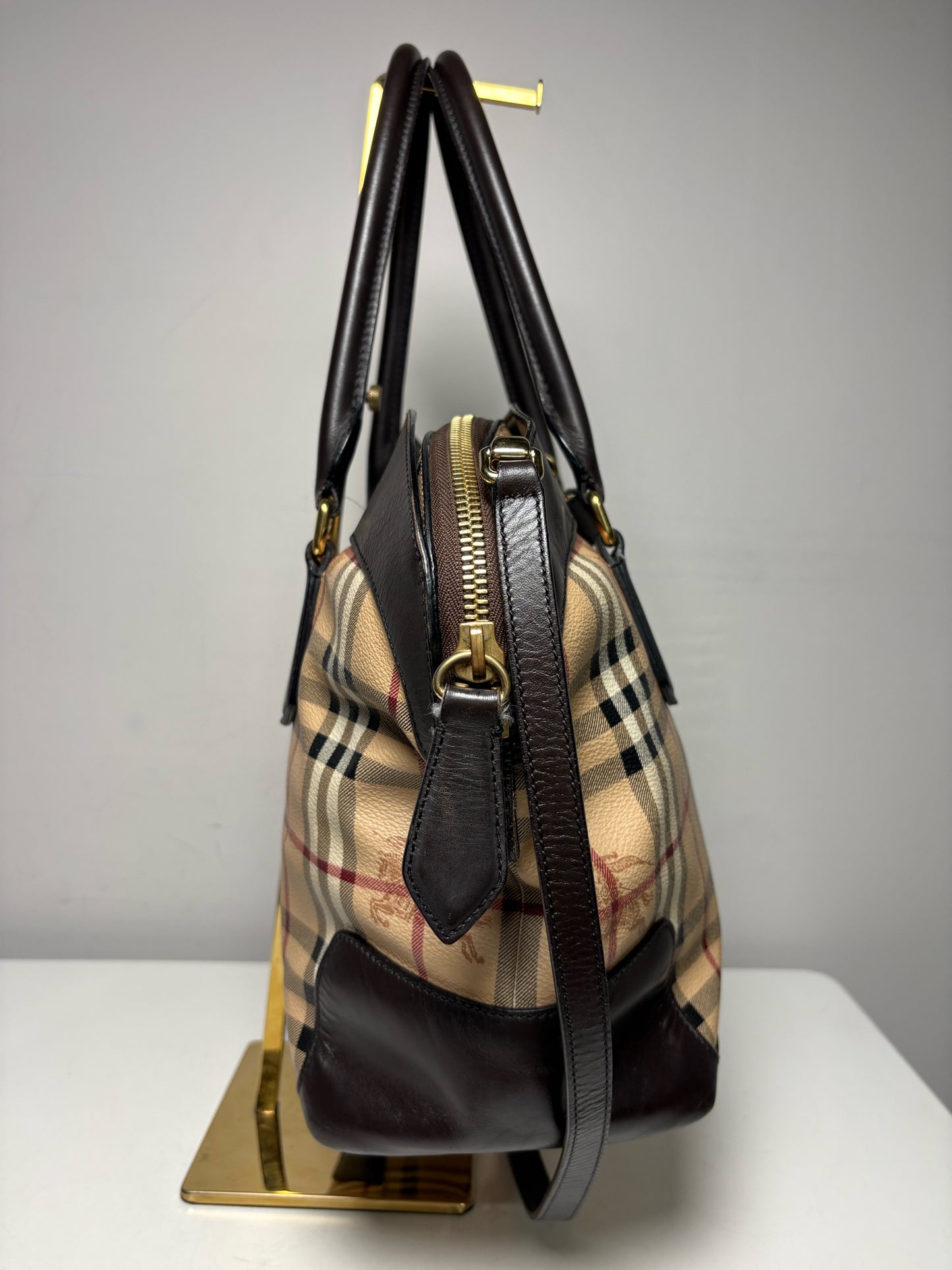 Women's Burberry Primrose Haymarket Check Coated Canvas & Leather Pre-Owned Purse
