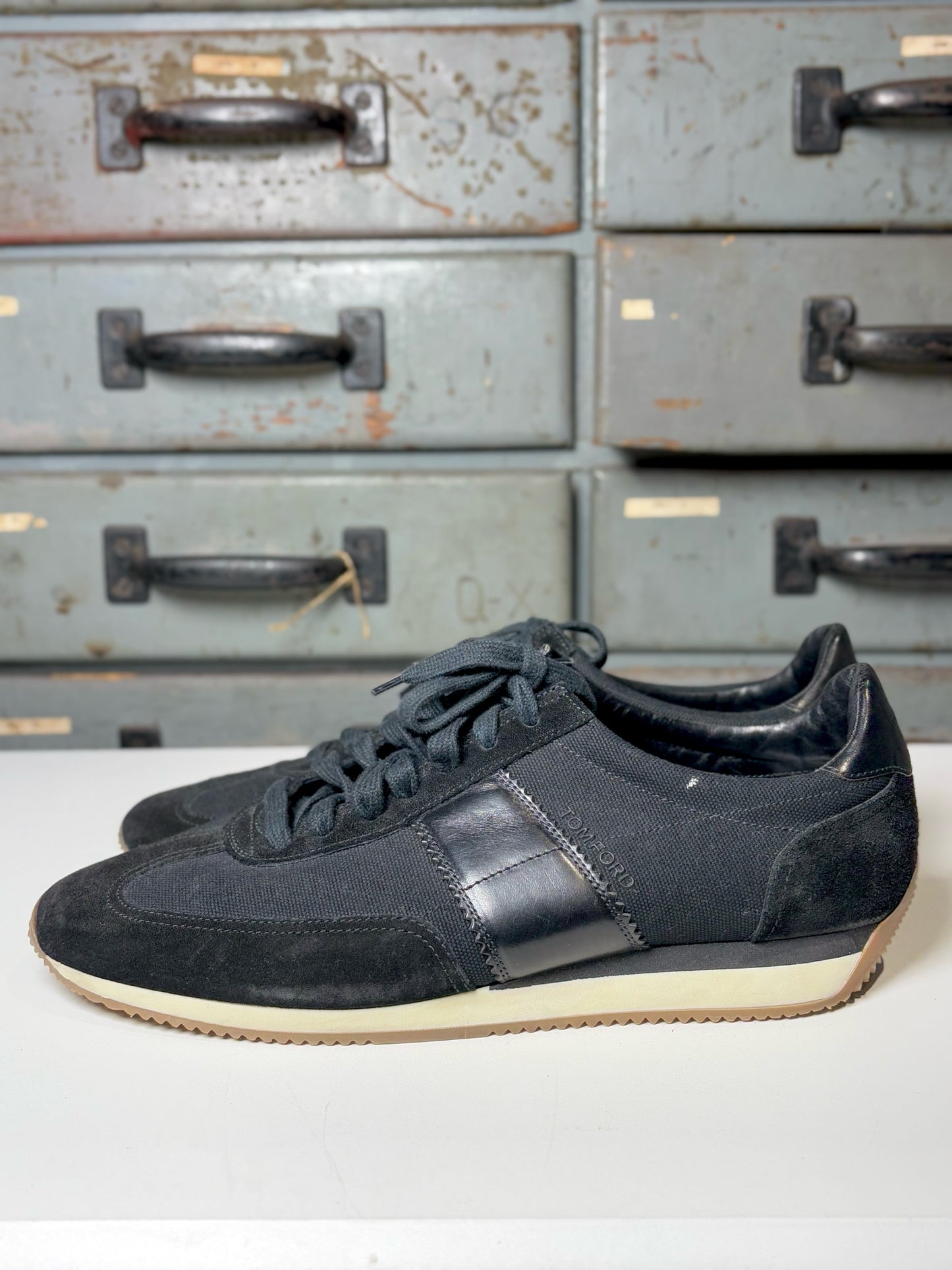 Tom Ford Black Canvas Solid 11 Men's Tennis Shoes