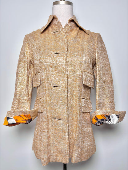 Women Size 38 (2 US) Dolce & Gabbana Metallic Gold Solid Blazer