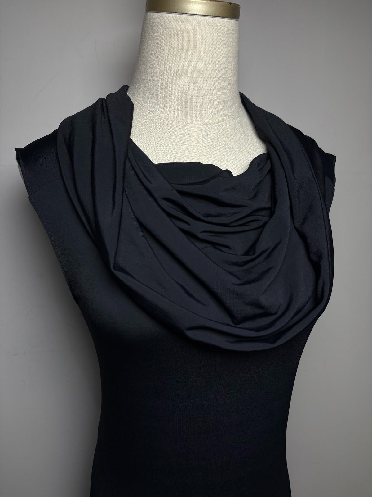 Women's Size S Issey Miyake Black Cowl Neck Rare Vintage 1990s Pre-Owned Floor-Length Dress