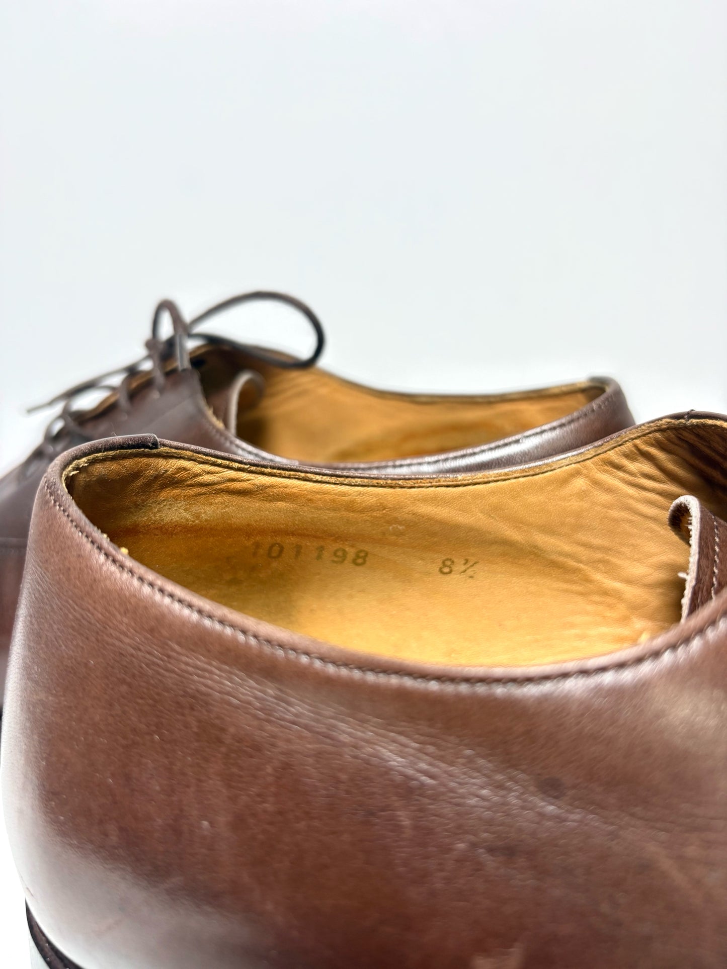 Men Shoe Size UK 8.5 Meermin Espresso Calf Leather Pre-Owned Cap-Toe Oxford Shoes