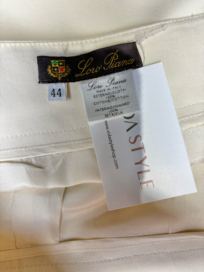 Women Size 44 (10, US) Loro Piana Ivory Pure Silk Pre-owned Knee Length Skirt