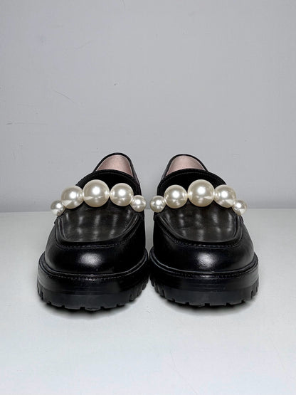 W Shoe Size 9 Kate Spade Madison Ave Black & White Leather Pre-owned Loafers