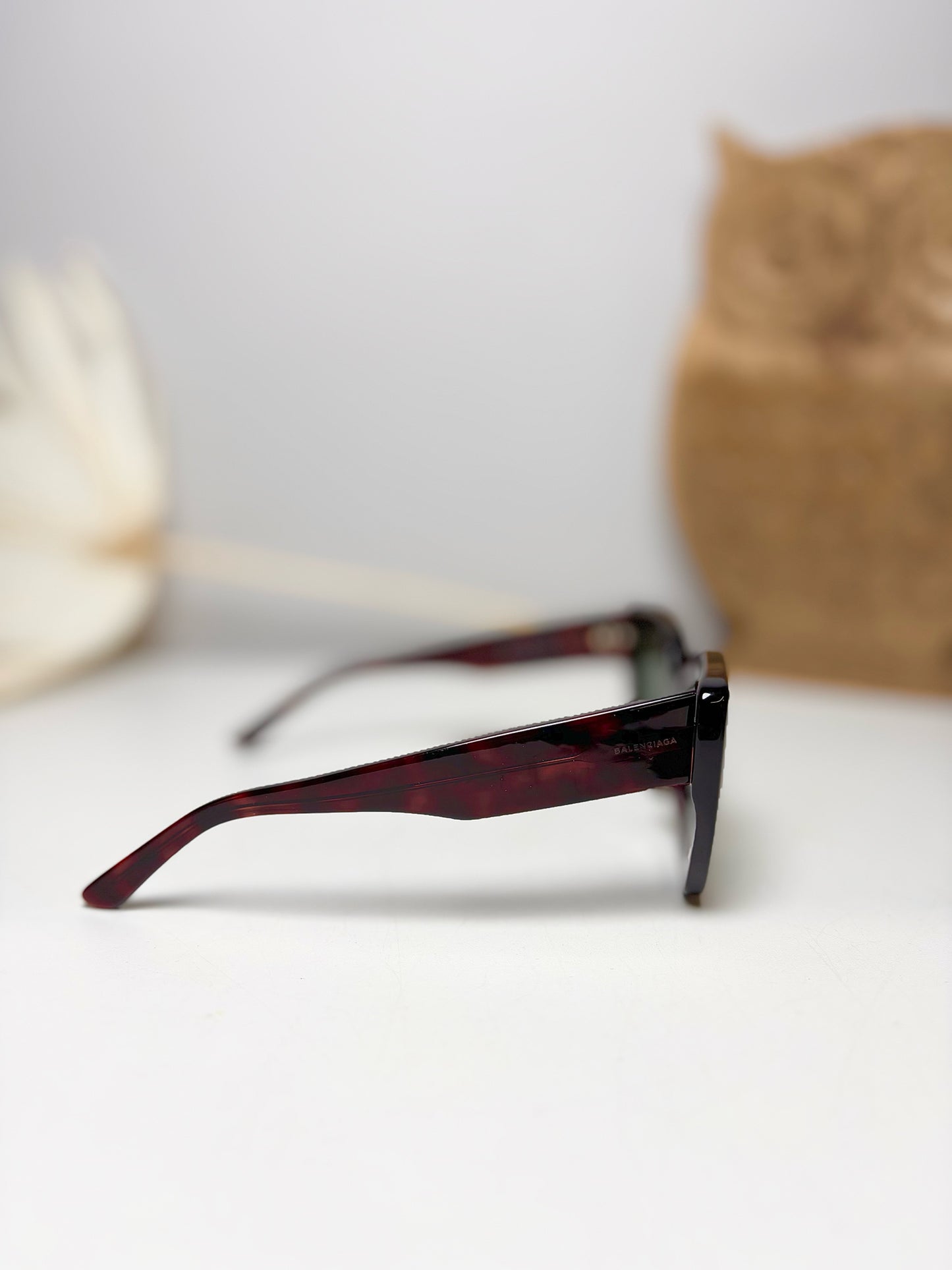 Balenciaga Brown Tortoiseshell Sunglasses w/Logo Watermark Lenses