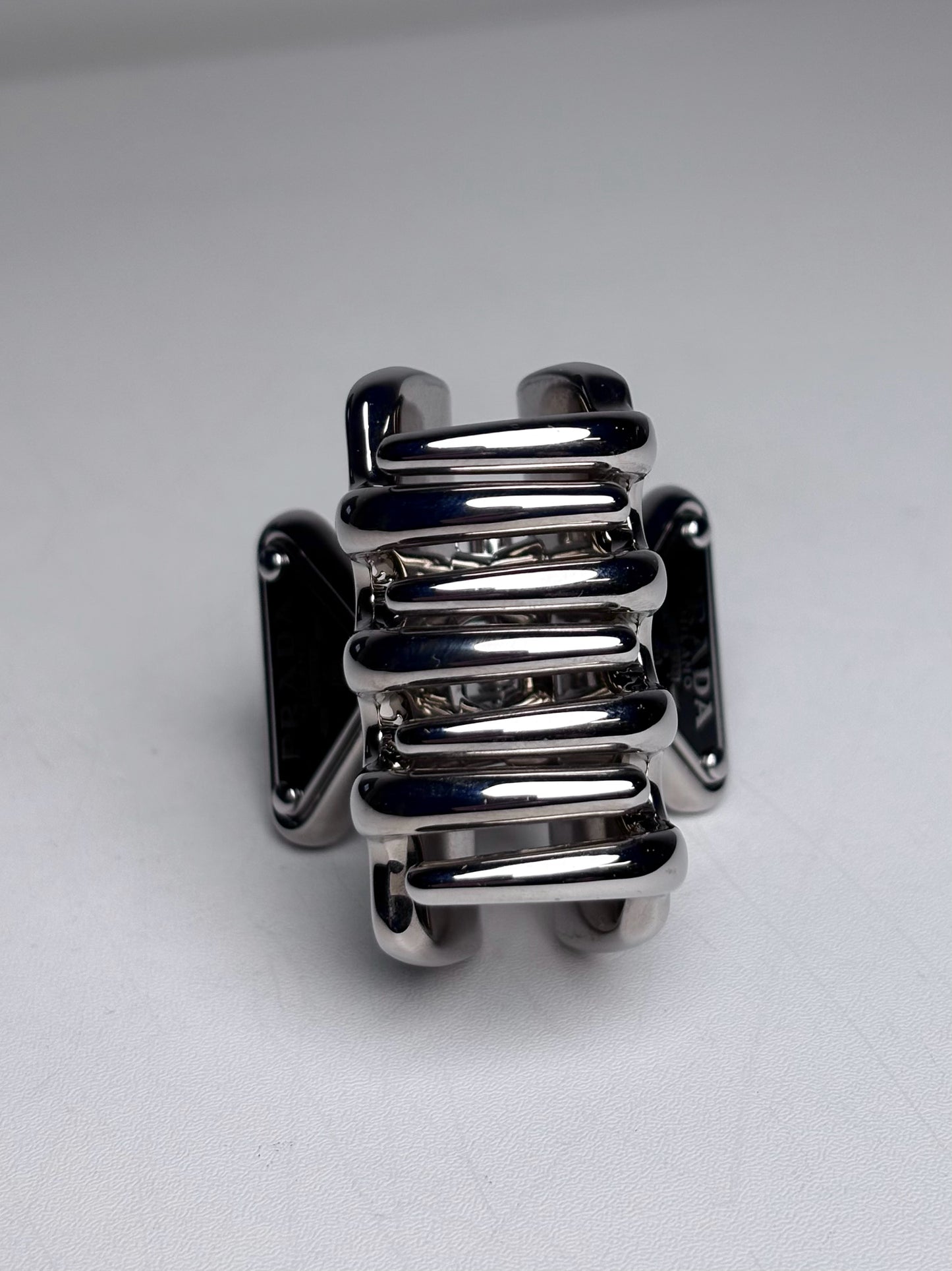 Prada NWT Metal Hair Clip Silver Hair Pre-owned Accessory
