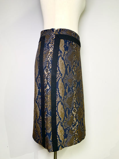 Women Size 12 Diane Von Furstenberg Black Snake Skin Pencil Skirt