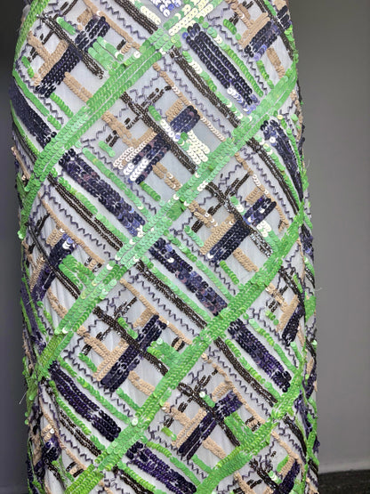 Women Size 8 Veronica Beard White Sequins Pre-owned Skirt
