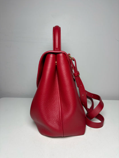 Women's Authentic Polène Numéro Un Red Pebbled Leather Pre-Owned Top Handle Crossbody Bag