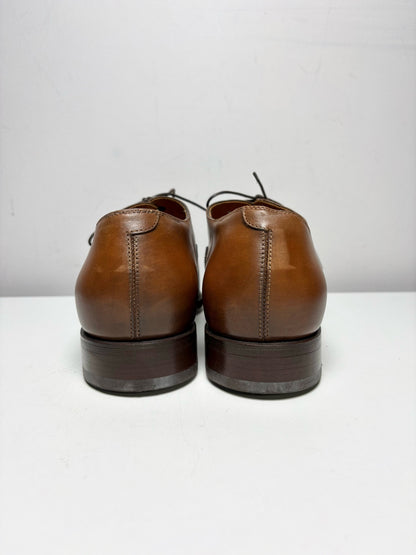Men's Ralph Lauren Purple Label Tan Burnished Calfskin Pre-Owned Denver Dress Shoes