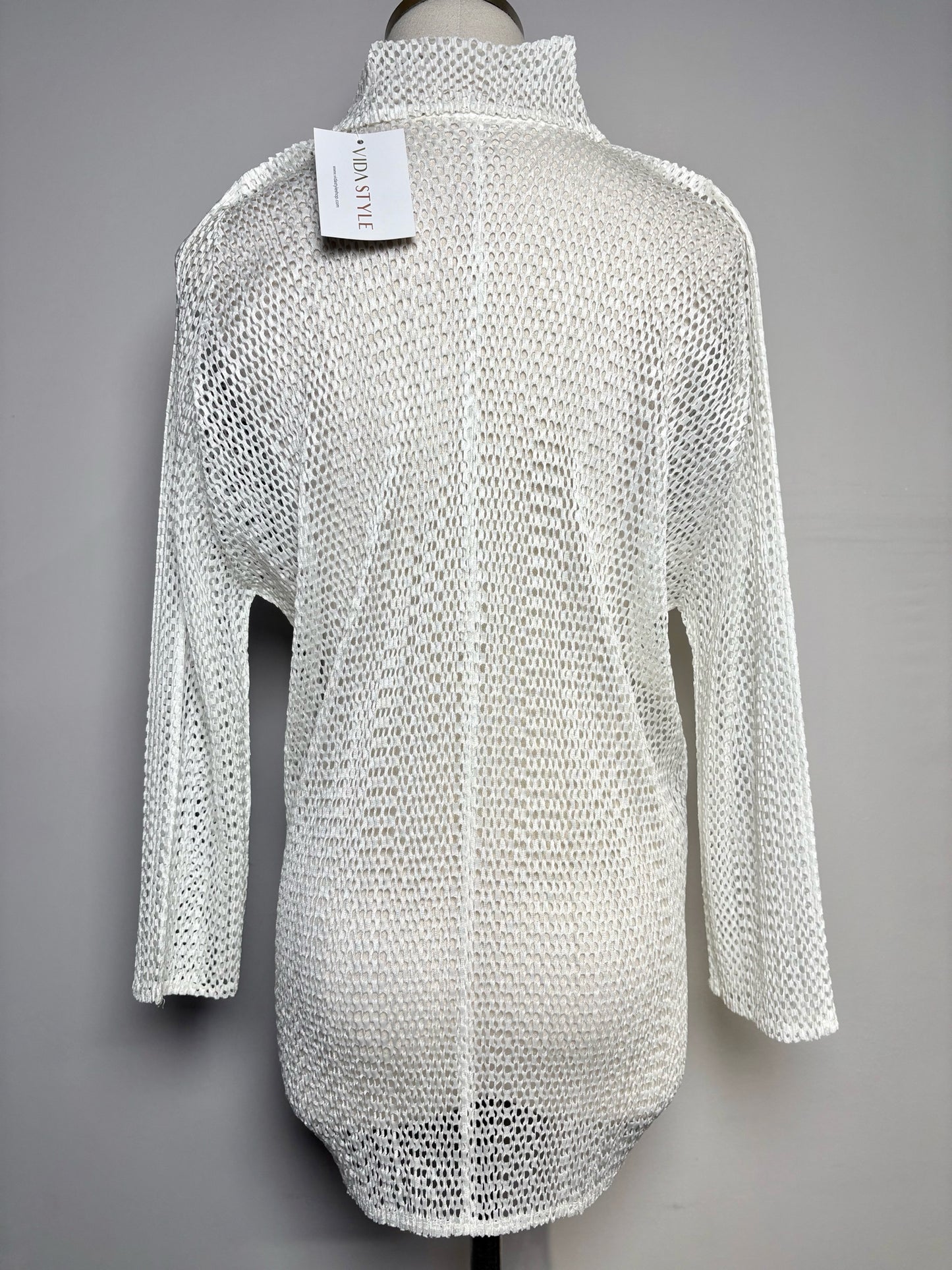 Women Size S Issey Miyake White Mesh Stretch Top