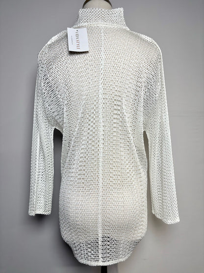 Women Size S Issey Miyake White Mesh Stretch Top