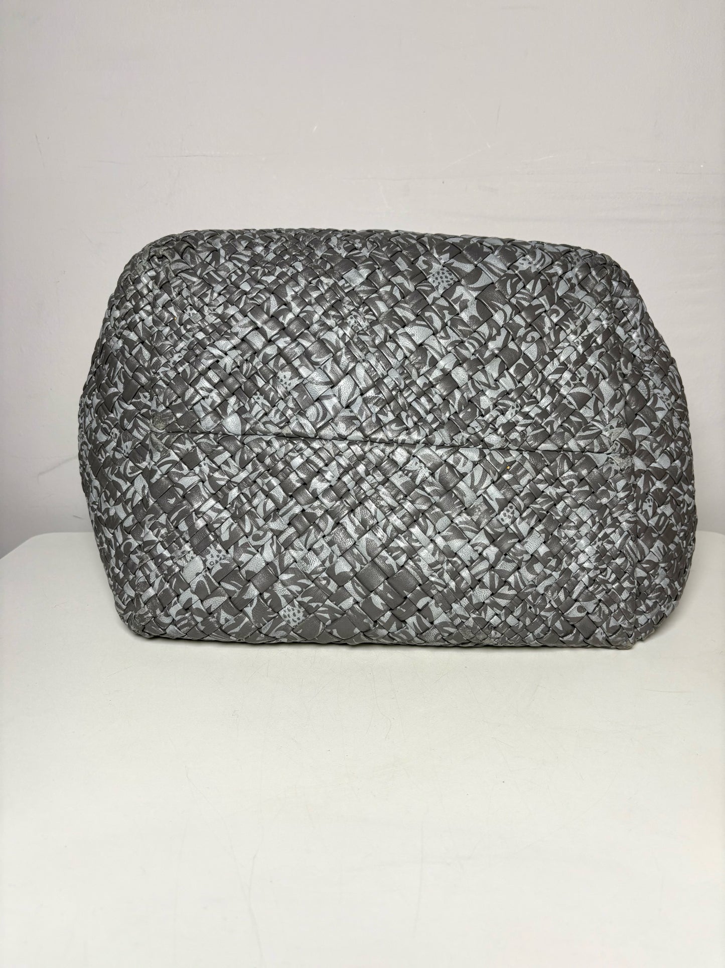 Falor Italia Woven Leather Pre-owned Gray Medium Purse