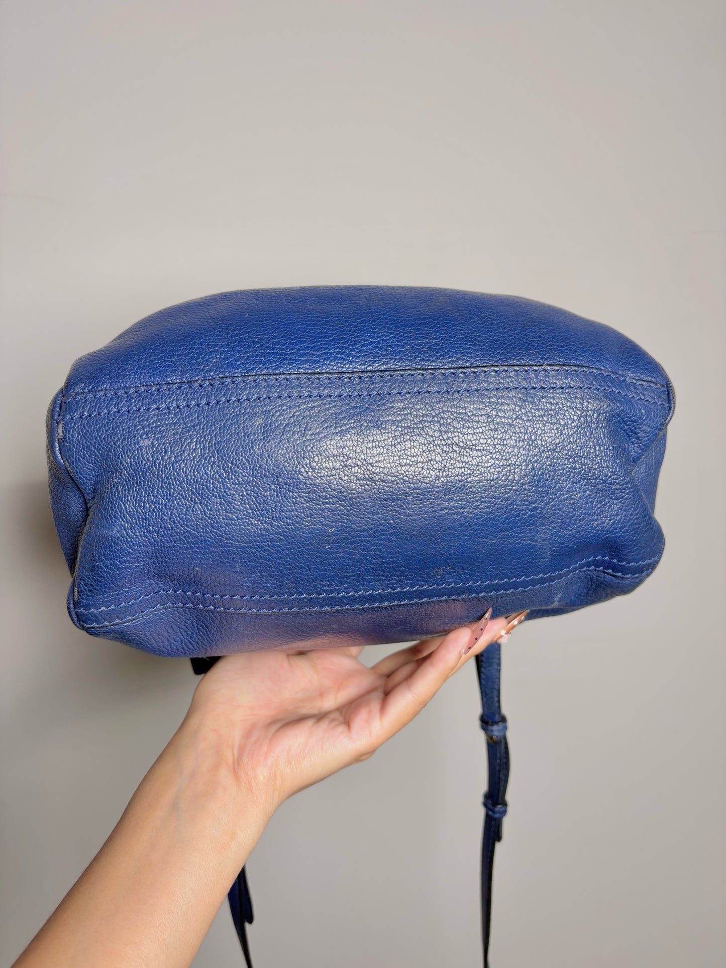 Givenchy "Pandora" Blue Pebble Leather Mini Purse