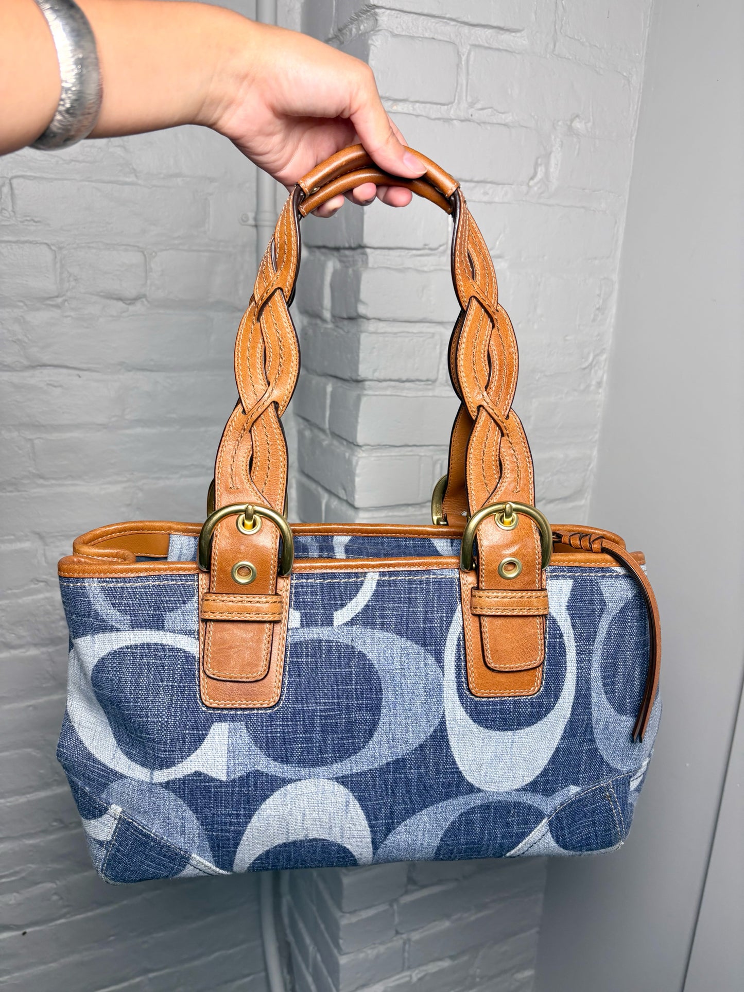 Coach Monogram Vintage Denim Blue Monogram #12195 Purse