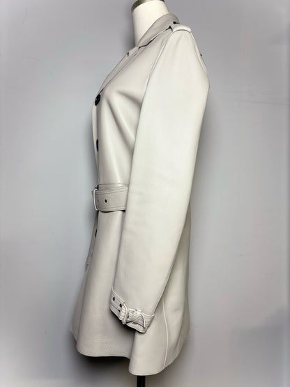 Women Size 46 (10, US) Burberry Prorsum Beige Solid Lambskin Coat