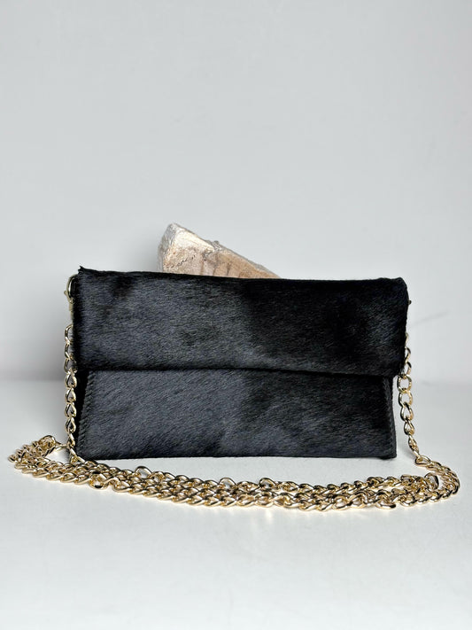 Ann Mashburn Black Ponyhair Pre-owned Clutch Purse