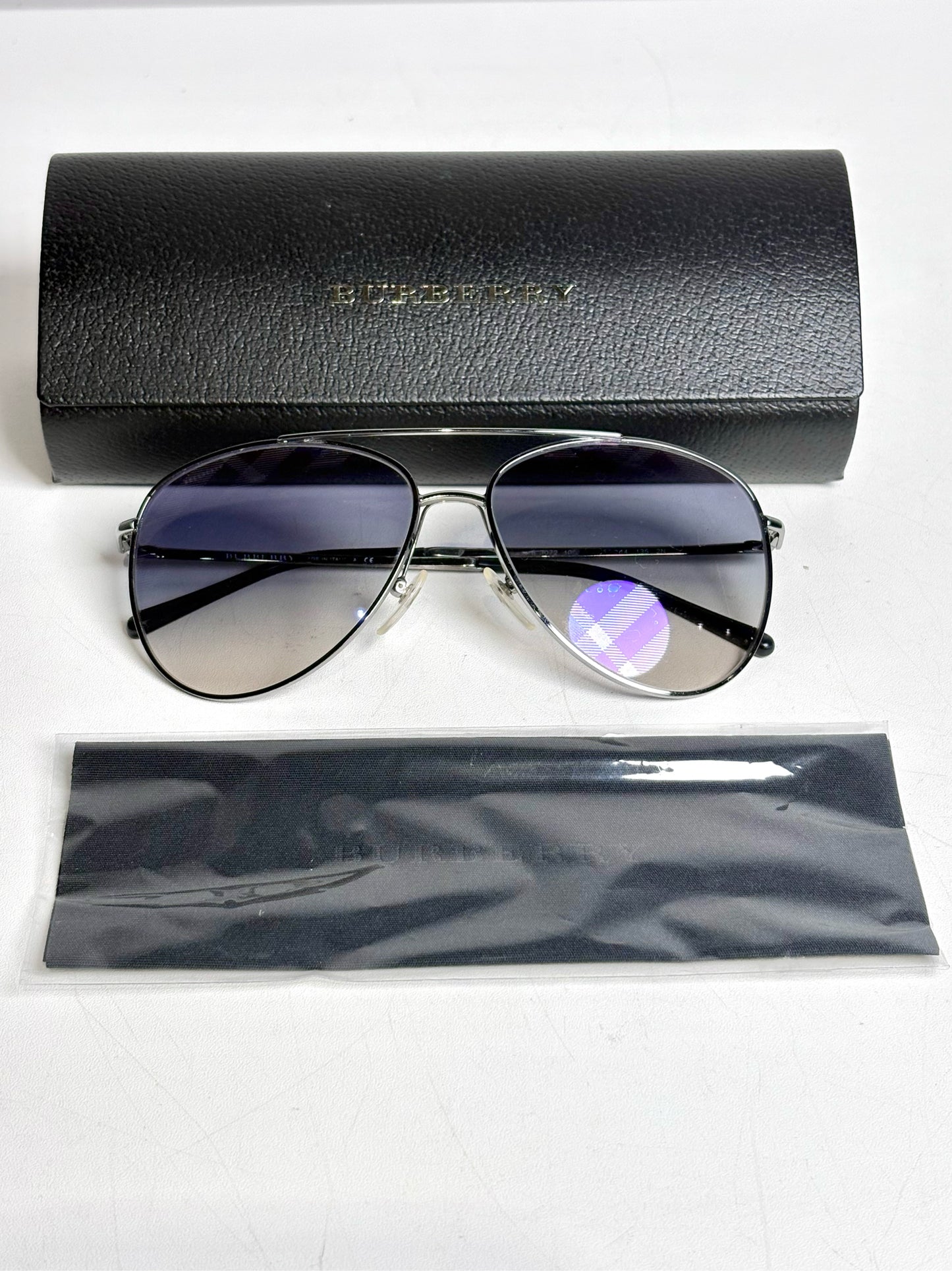 Men's Burberry Spark Mirrored Aviator Sunglasses Silver Sunglasses