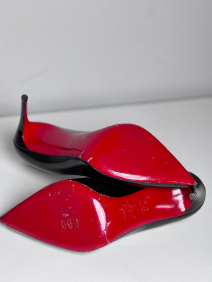 W Shoe Size 37.5 (7.5) Christian Louboutin Black Patent Leather Pre-owned Heels