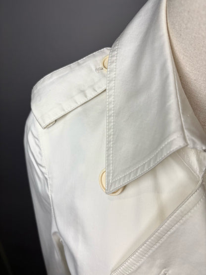 Women Size 4 Burberry White Cotton Blend Trench/Rain Coat