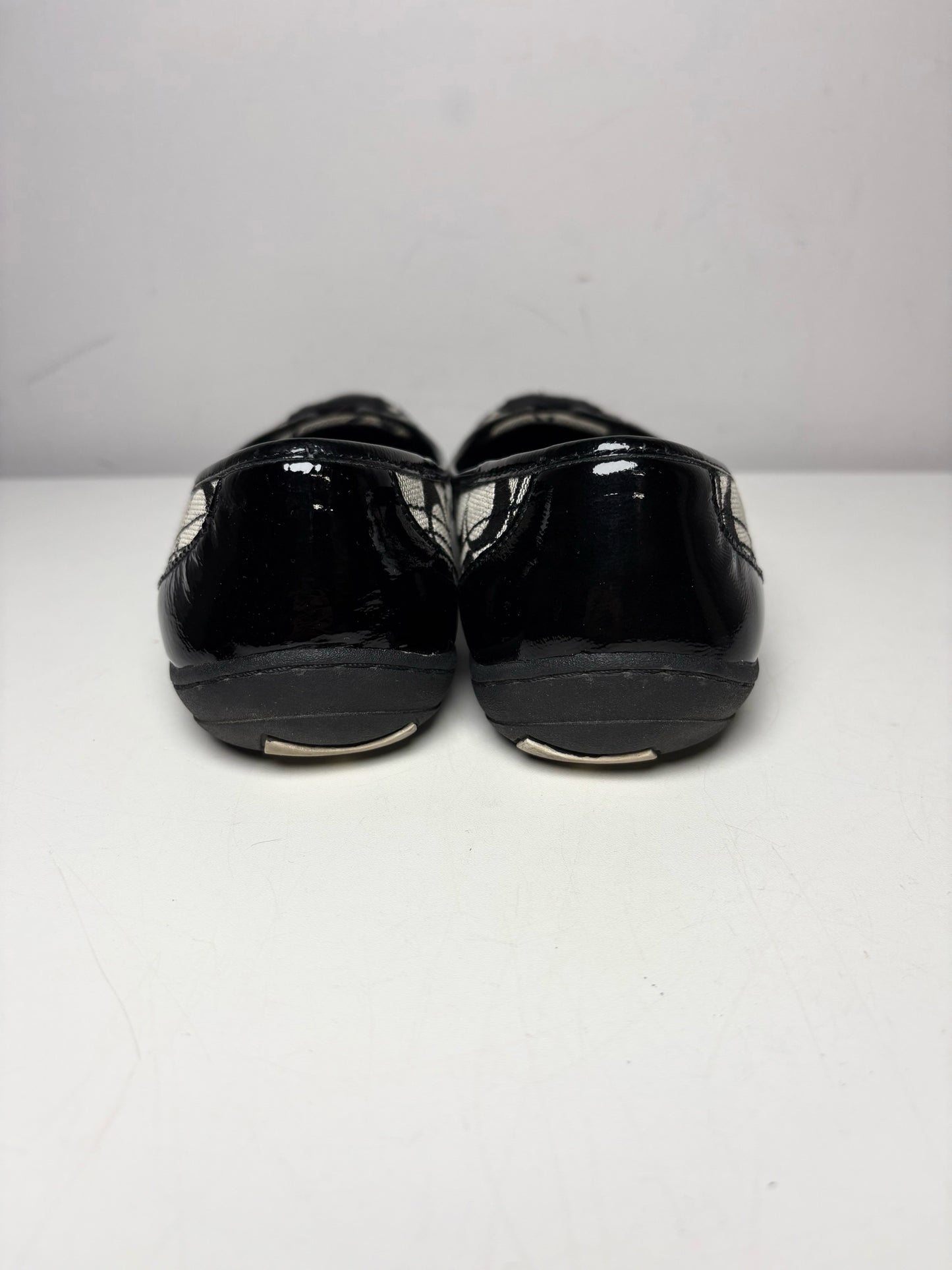 W Pre-Owned 6.5 Coach Black, gray Canvas Patent Leather Trim  Flats P