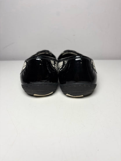 W Pre-Owned 6.5 Coach Black, gray Canvas Patent Leather Trim  Flats P