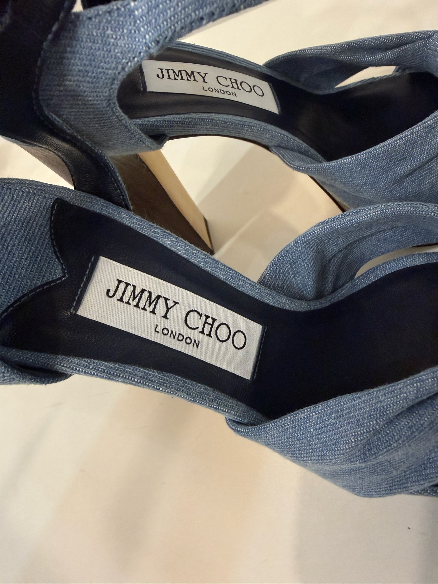 Jimmy Choo Heloise Light Blue Denim Platform Heels NWT | Pre-owned