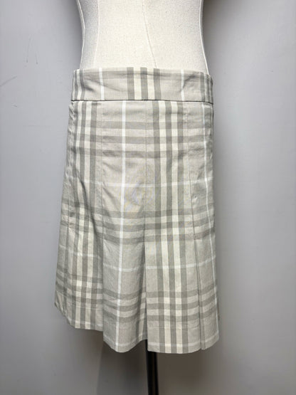 Women Size 12 Burberry Brit Gray Check Print Cotton Pre-owned Mini Skirt