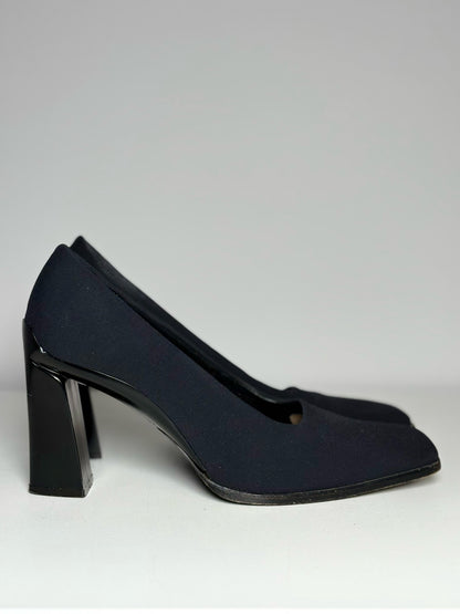 W Shoe Size 39 (8 - 8.5) Prada Black Neoprene (Possibly) Vintage Heels