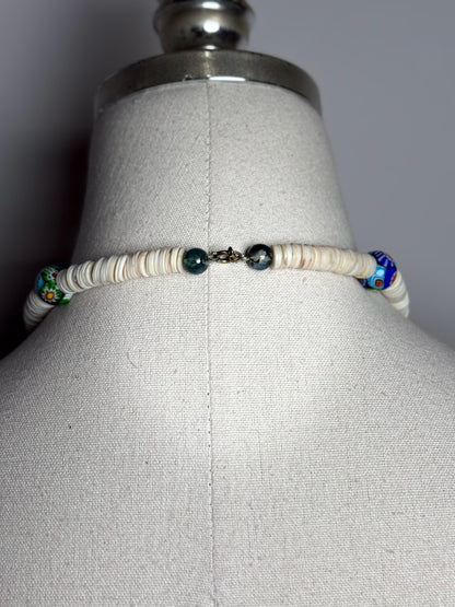 Agate Stone, 14k Gold Lion's Head Seashells Discs Pre-owned Necklace