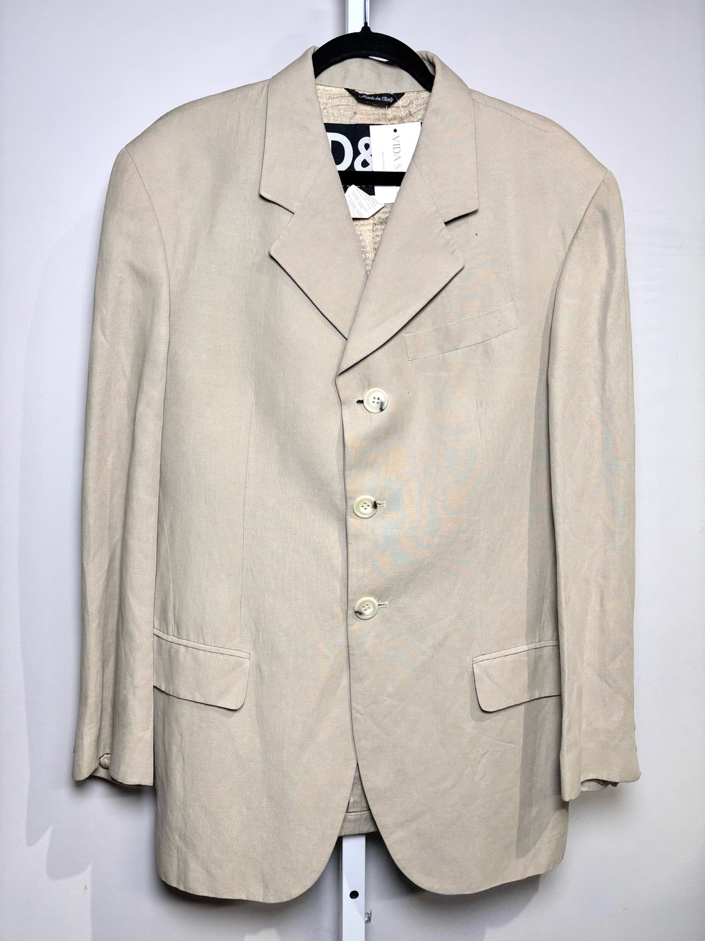 Dolce & Gabbana Beige Viscose,Linen,cotton,acetate Solid Men's 36 Suit