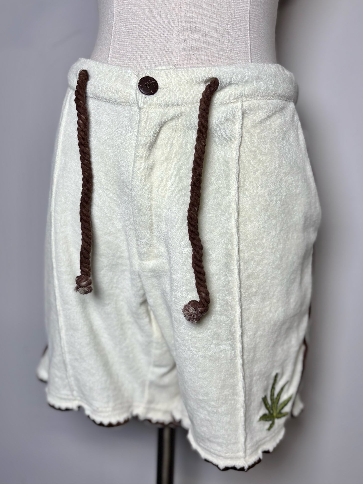Tommy Bolo Cream 100% Organic Cotton Terry Embroidered Palm Men's S 2-Piece Set
