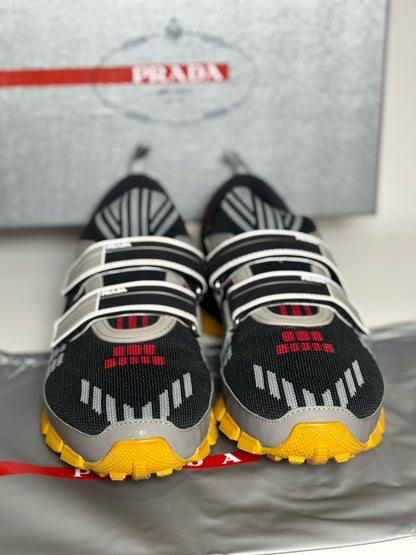 Prada Black,Gray,Red,Yellow solid w abstract lines Men's Sneakers