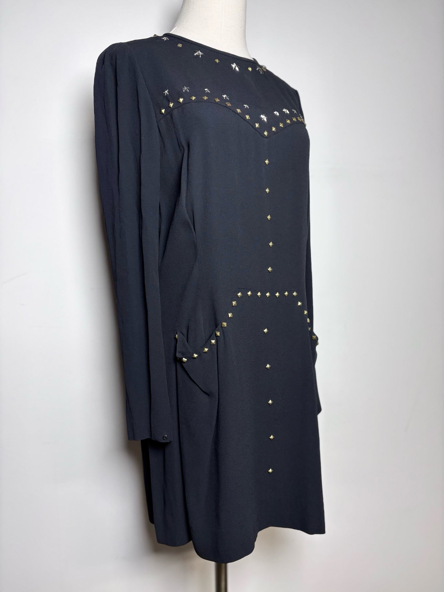 Women Size 40 (S) Isabel Marant Krista Black Star Studs Viscose Blend Mini Dress | Pre-owned