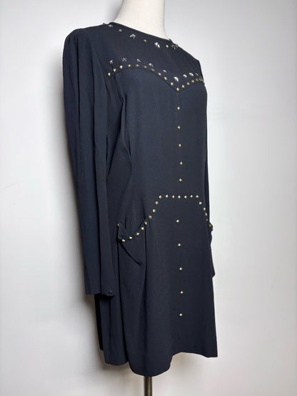Women Size 40 (S) Isabel Marant Krista Black Star Studs Viscose Blend Mini Dress | Pre-owned