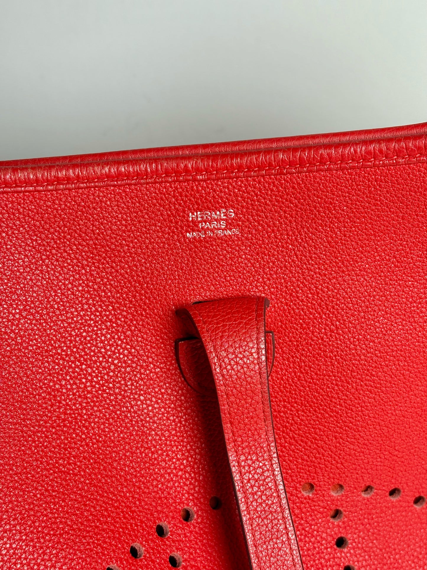 Hermes Evelyne III PM Clemence 2019 Leather Pre-owned Rouge Casaque Purse