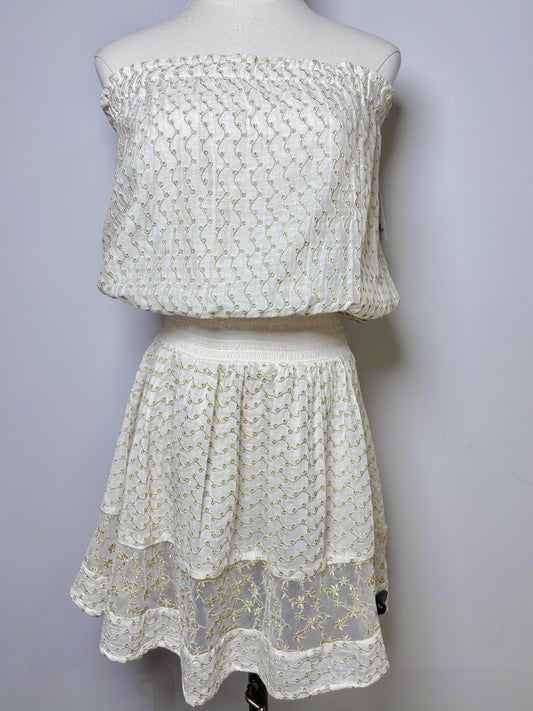 Women Size XS Ramy Brook White, metallic gold Embroidered NWT Dress
