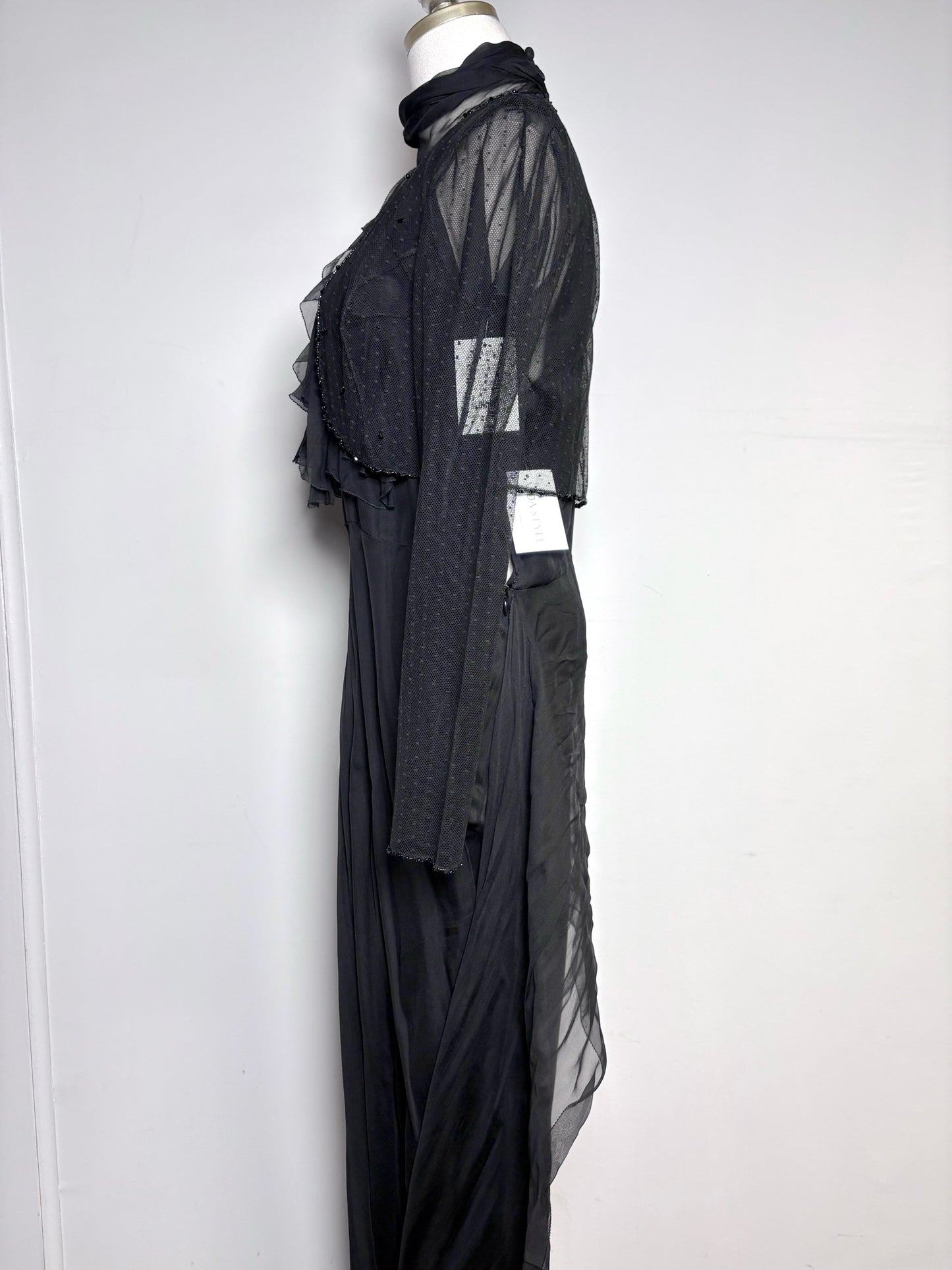Women Size 12 Ralph Lauren Purple Label Black Chiffon Silk Gown