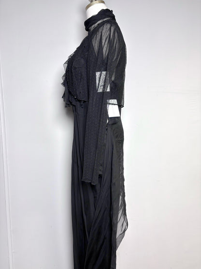 Women Size 12 Ralph Lauren Purple Label Black Chiffon Silk Gown