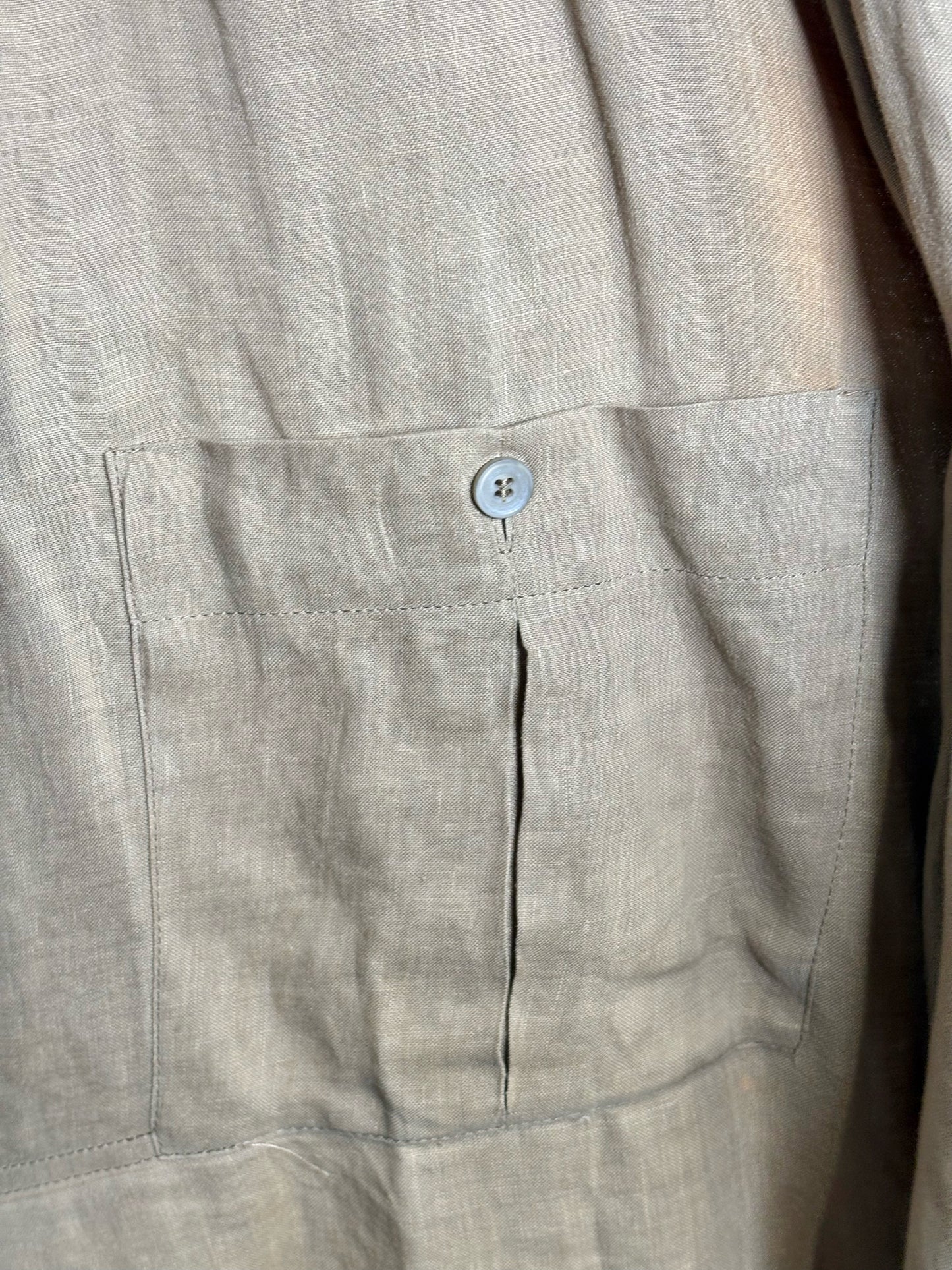 Byblos Tan Linen Blend Solid Men's Vintage Shirt