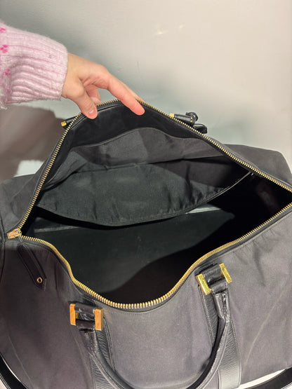 Black Canvas, Leather Chanel Duffle Bag