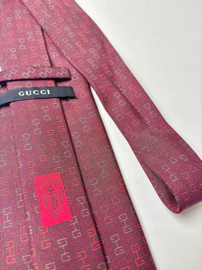 Gucci Burgundy Silk Logo Men's Tie