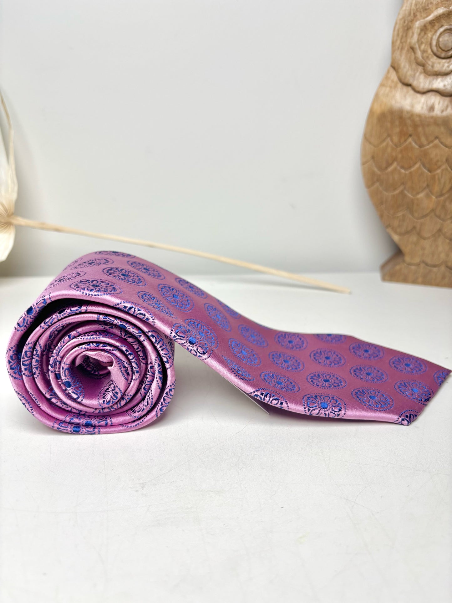 Charvet Pink, Blue Silk Embroidered Men's Tie