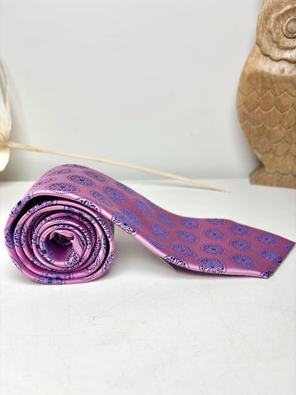 Charvet Pink, Blue Silk Embroidered Men's Tie