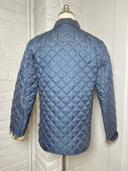 Women Size 14Y (Fits XS) Burberry Navy Blue Check Lining Quilted Jacket