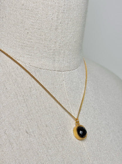 Julie Vos Black Obsidian Stone 24K Gold Plate over Brass Necklace